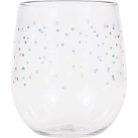 6 pc Bulk Iridescent Dots 14 oz Plastic Stemless Wine Glasses by Elise