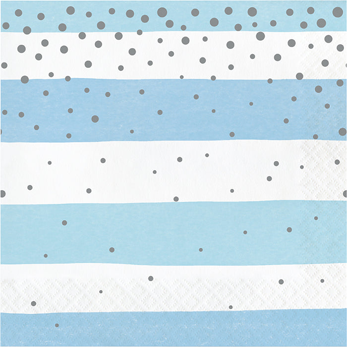 192 pc Bulk Blue and Silver Celebration Luncheon Napkins