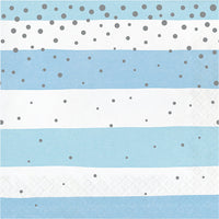 192 pc Bulk Blue and Silver Celebration Luncheon Napkins