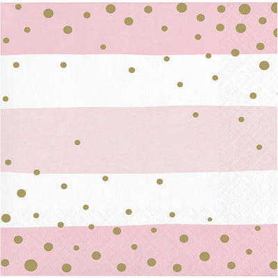 192 pc Bulk Pink and Gold Celebration Beverage Napkins