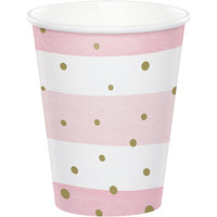 96 pc Bulk Pink and Gold Celebration Cups