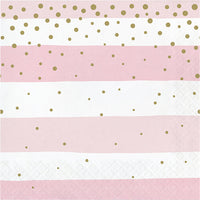 192 pc Bulk Pink and Gold Celebration Luncheon Napkins