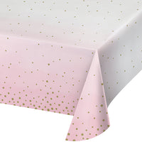 6 pc Bulk Pink and Gold Celebration Paper Table Covers