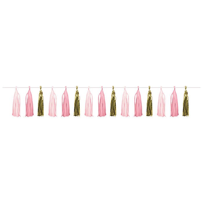 6 pc Bulk Pink and Gold Celebration Tassel Garland