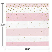 192ct Bulk Pink and Gold Celebration Luncheon Napkins
