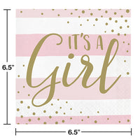 192ct Bulk Pink and Gold Celebration It's a Girl Luncheon Napkins