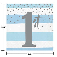 192ct Bulk Blue and Silver Celebration 1st Birthday Luncheon Napkins