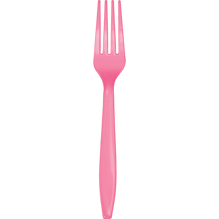 288 pc Bulk Candy Pink Plastic Forks