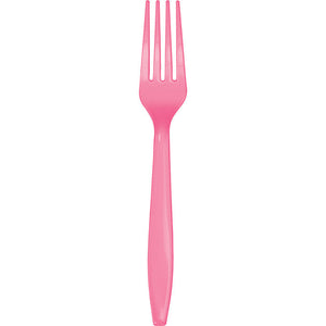 288 pc Bulk Candy Pink Plastic Forks