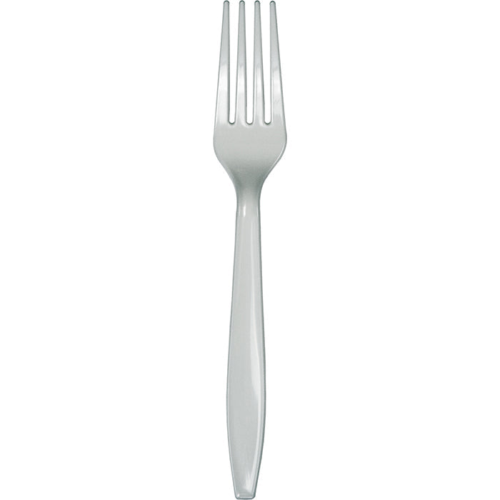 288 pc Bulk Shimmering Silver Plastic Forks