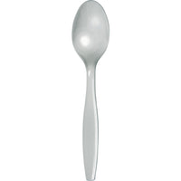 288 pc Bulk Shimmering Silver Plastic Spoons