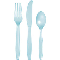 288 pc Bulk Pastel Blue Assorted Plastic Cutlery