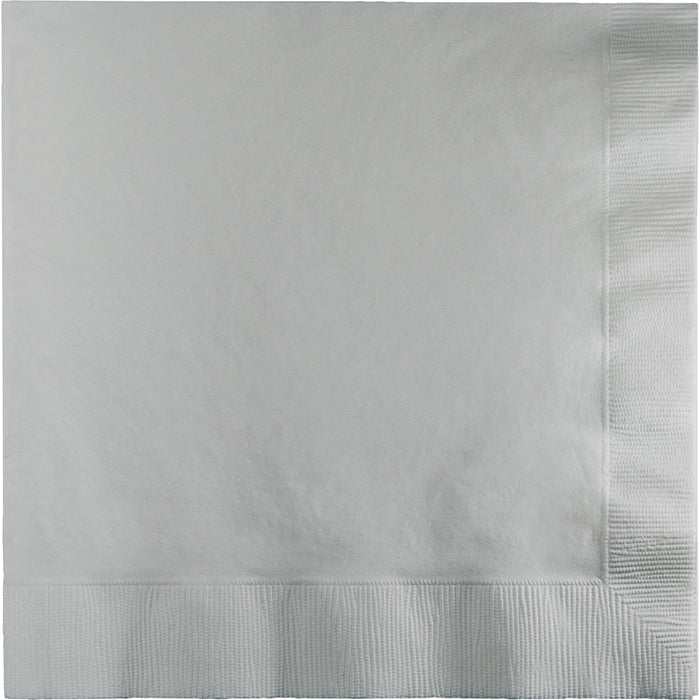 250 pc Bulk Shimmering Silver Dinner Napkins 3 Ply