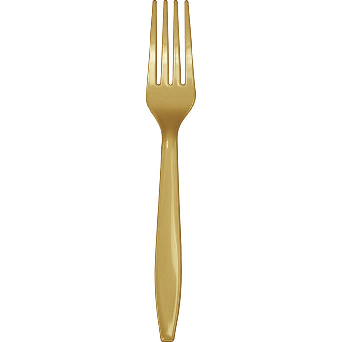 288 pc Bulk Glittering Gold Plastic Forks