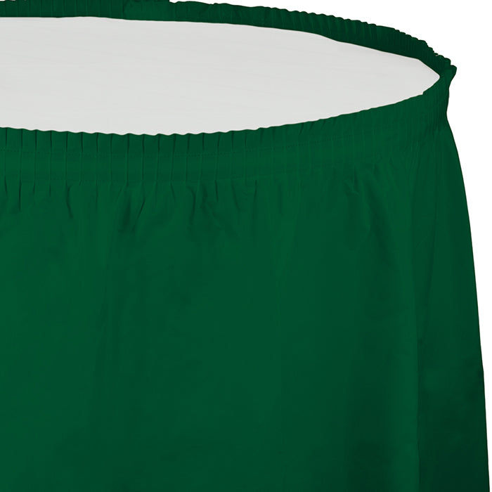 6 pc Bulk Hunter Green Plastic Table Skirt