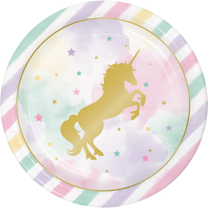 96 pc Bulk Sparkle Unicorn Dinner Plates