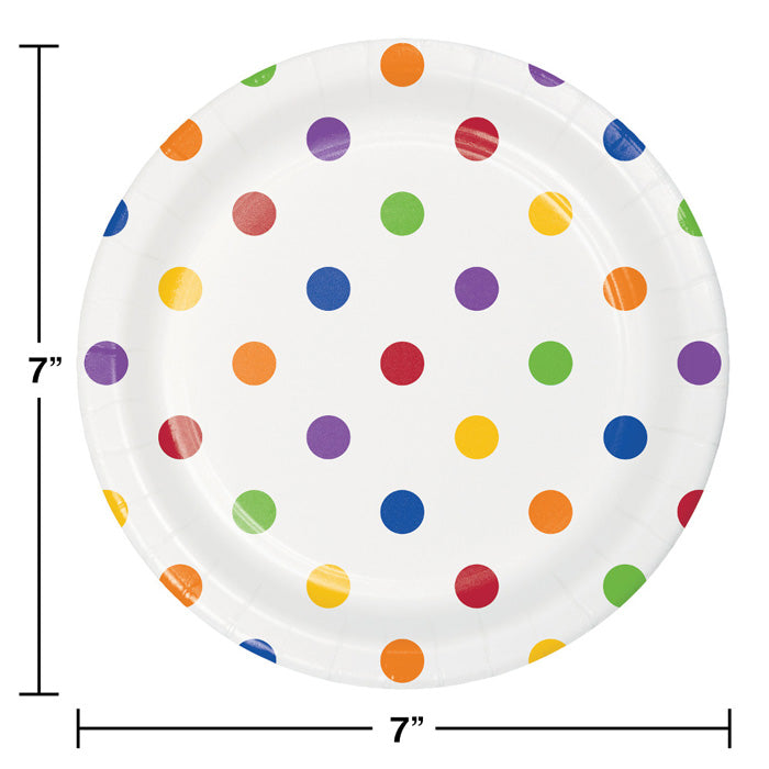 Multicolor Polka Dots and Stripes Dessert Plates (Case of 96) by Creative Converting