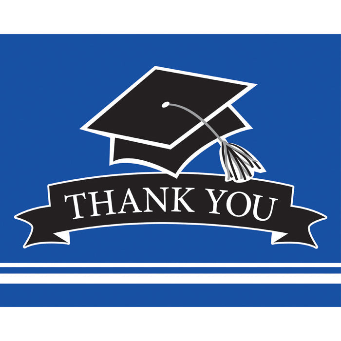 75ct Bulk Graduation School Spirit Blue Thank You Notes
