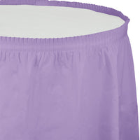 6 pc Bulk Luscious Lavender Plastic Tableskirt 29 inch x 14 ft