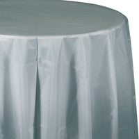 12 pc Bulk Shimmering Silver Round Plastic 82 inch Table Covers