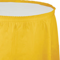 6 pc Bulk School Bus Yellow Plastic Tableskirt 29 inch x 14 ft