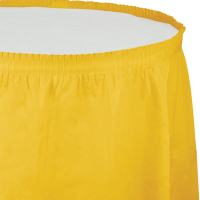 6 pc Bulk School Bus Yellow Plastic Tableskirt 29 inch x 14 ft