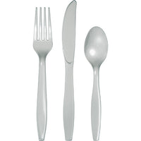 288 pc Bulk Shimmering Silver Assorted Plastic Cutlery