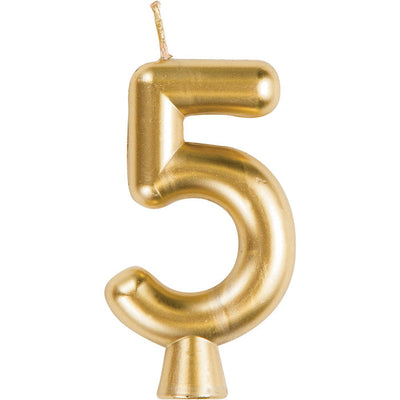 12 pc Bulk Gold Number 5 Candles