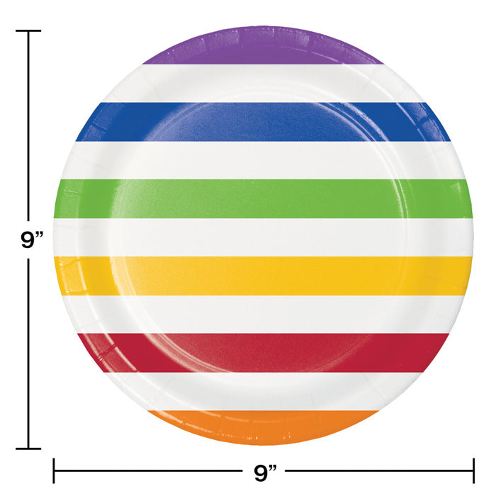 Multicolor Polka Dots and Stripes Paper Dinner Plates (Case of 96) by Creative Converting
