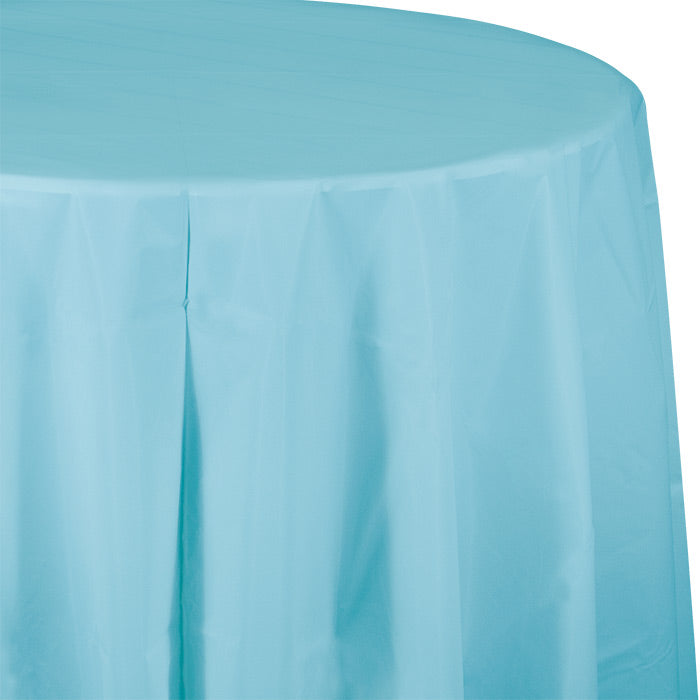 12 pc Bulk Pastel Blue Round Plastic 82 inch Table Covers