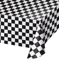12 pc Bulk Black Check Plastic Table Covers