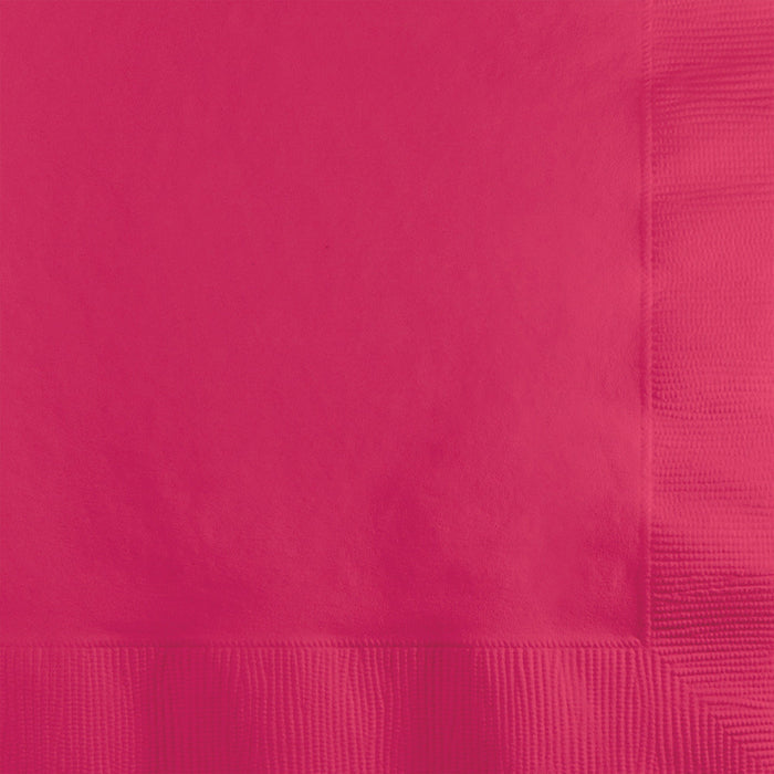 500 pc Bulk Hot Magenta Beverage Napkins 3 ply