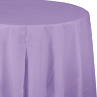 12 pc Bulk Luscious Lavender Round Plastic 82 inch Table Covers