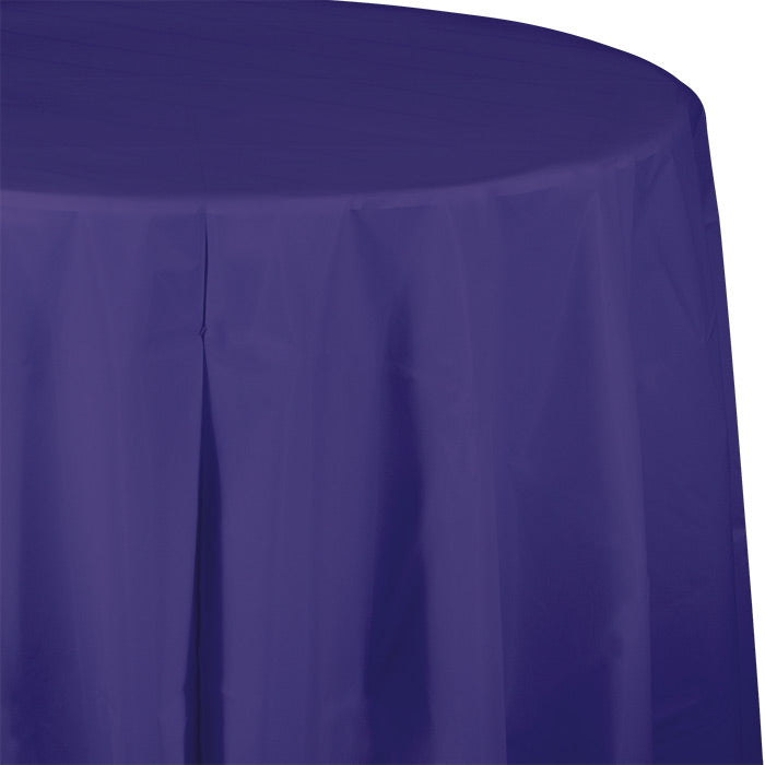 12 pc Bulk Purple Round Plastic 82 inch Table Covers