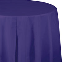 12 pc Bulk Purple Round Plastic 82 inch Table Covers