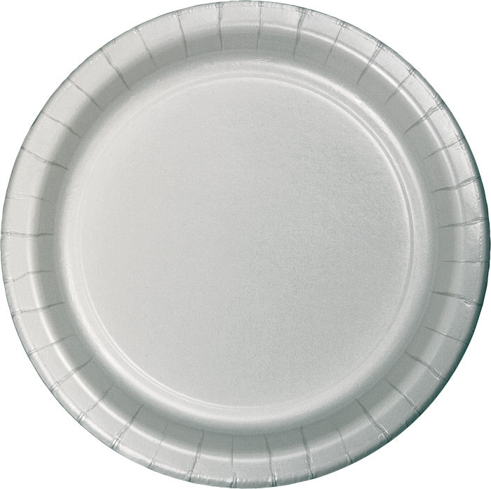 240 pc Bulk Shimmering Silver Sturdy Style Paper Banquet Plates 10.25 inch