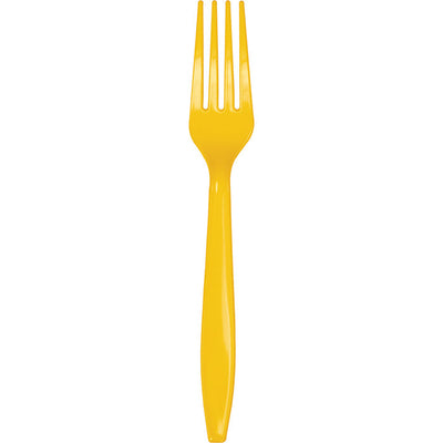 288 pc Bulk School Bus Yellow Plastic Forks