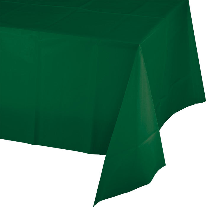 12 pc Bulk Hunter Green Plastic Table Covers 54 inch x 108 inch