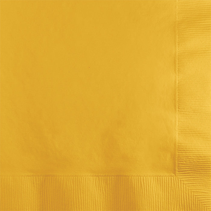 600 pc Bulk School Bus Yellow 2 ply Beverage Napkins