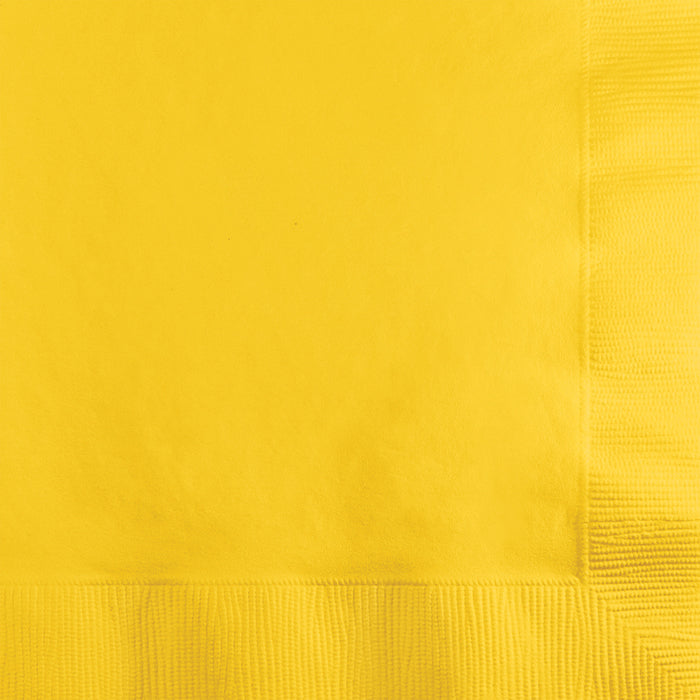 1200 pc Bulk School Bus Yellow 2 Ply Beverage Napkins