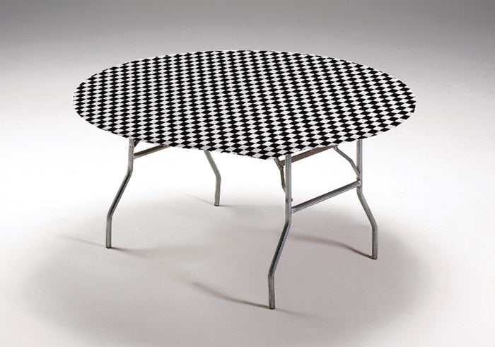 12 pc Bulk Black Check Stay Put Round Table Covers