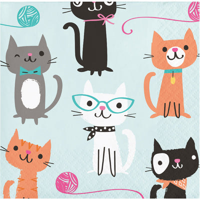 192 pc Bulk Purr-fect Cat Party Beverage Napkins