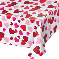 12 pc Bulk Valentine's Day Hearts Plastic Table Covers
