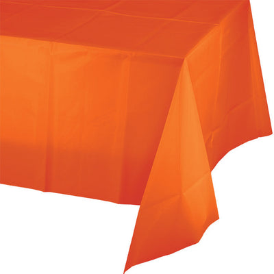 12 pc Bulk Sunkissed Orange Plastic Table Covers 54 inch x 108 inch