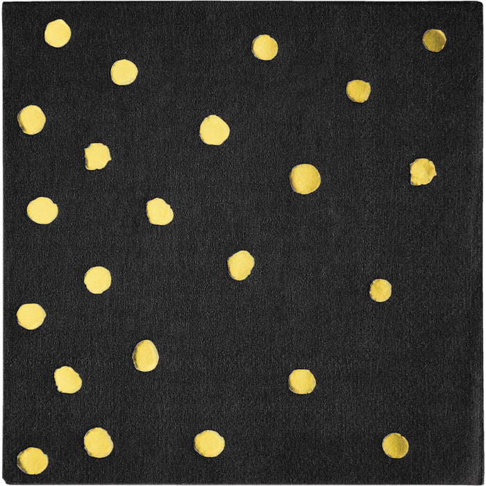 192 pc Bulk Black and Gold Foil Dot Beverage Napkins