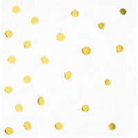 192 pc Bulk White and Gold Foil Dot Beverage Napkins