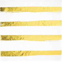 192 pc Bulk White and Gold Foil Striped Luncheon Napkins