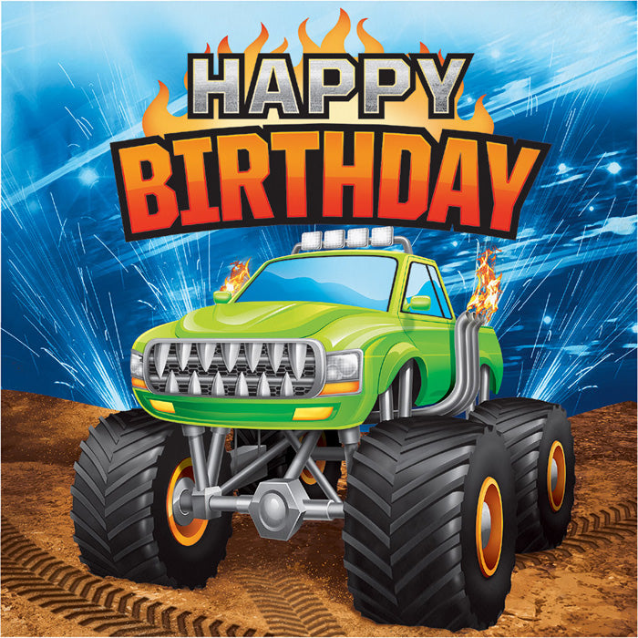 192 pc Bulk Monster Truck Happy Birthday Luncheon Napkins