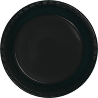 240 pc Bulk Black Velvet Plastic Banquet Plates 10.25 inch