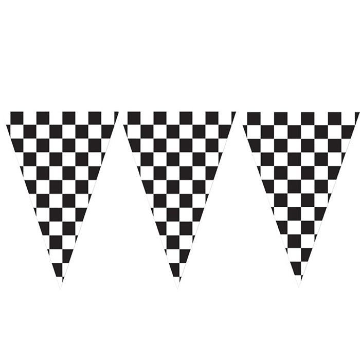 6 pc Bulk Black and White Check Flag Banners